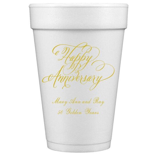 Elegant Happy Anniversary Styrofoam Cups